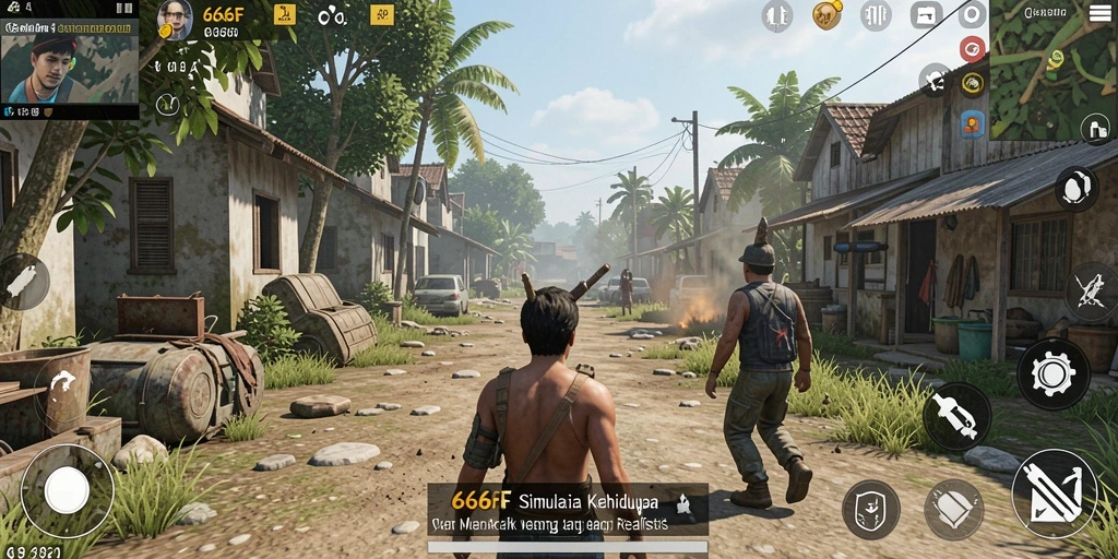Screenshot gameplay 666F menampilkan interaksi karakter yang menarik.