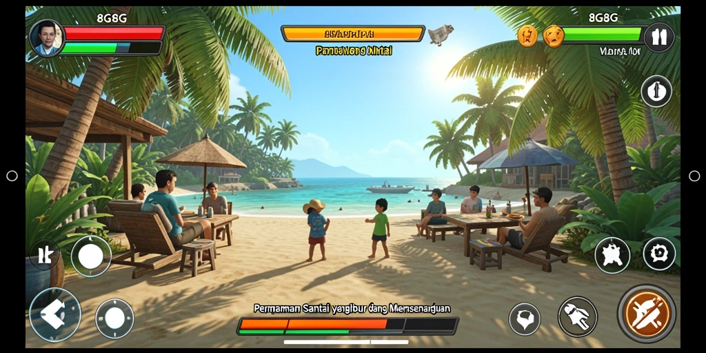 Screenshot menunjukkan gameplay menarik dari 8G8G dengan karakter ceria.