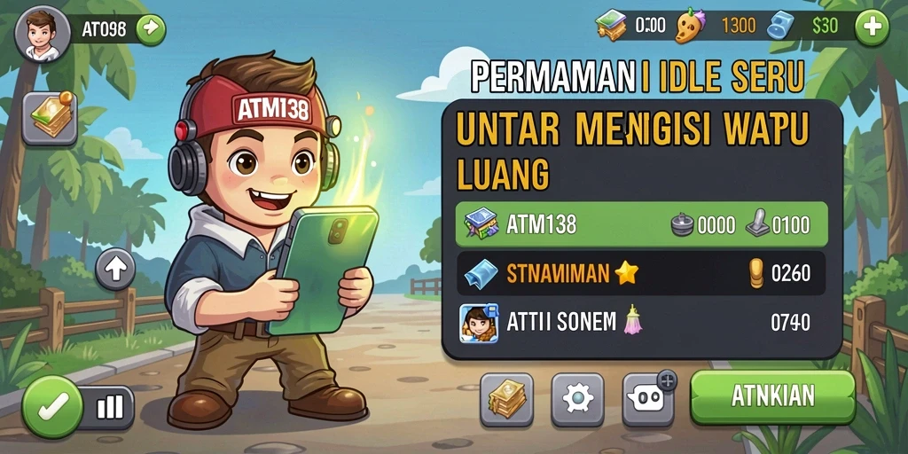 Tampilan gameplay Idle ATM138 yang menarik dan penuh warna.