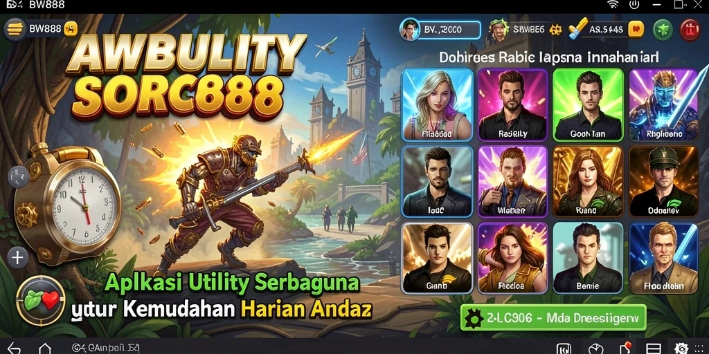 Tampilan utama BW888 dengan fitur-fitur utility yang mengesankan.