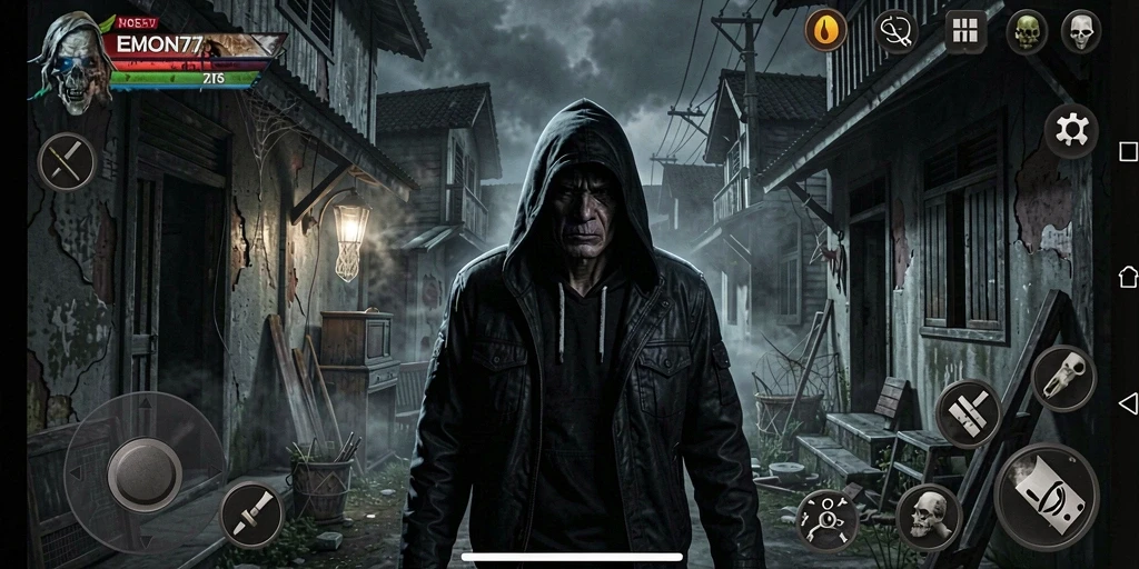 Tampilan gameplay menyeramkan dalam dunia <strong>EMON77</strong> yang menegangkan.