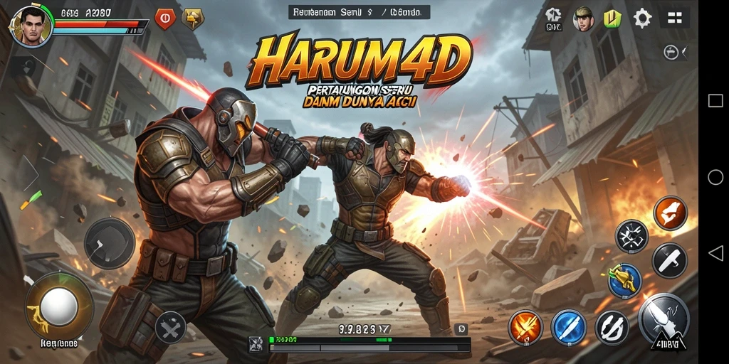 Tangkapan layar utama HARUM4D menampilkan aksi pertarungan seru yang mendebarkan.