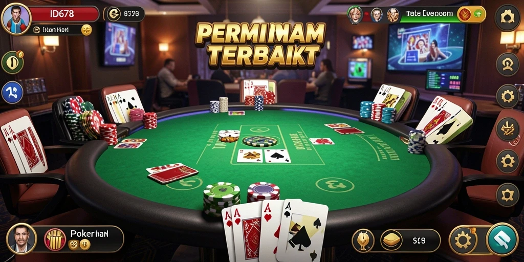 Tangkapan layar ID678 menampilkan suasana meja poker yang menegangkan.