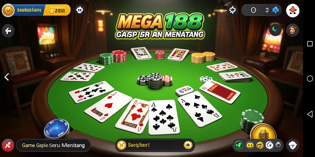 Screenshot gameplay MEGA188 menampilkan sudut pandang permainan Gaple yang mengasyikkan.