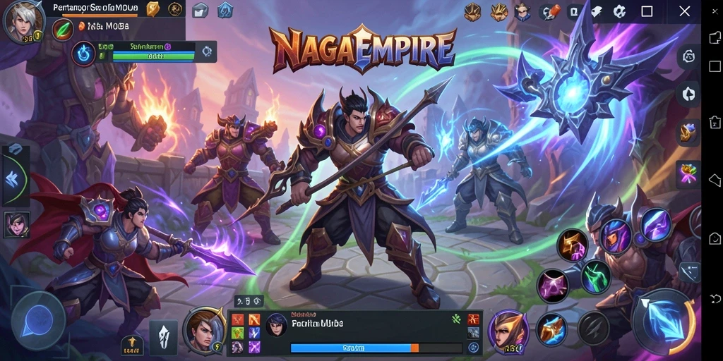 Tampilan gameplay seru dalam pertandingan MOBA di NAGAEMPIRE.