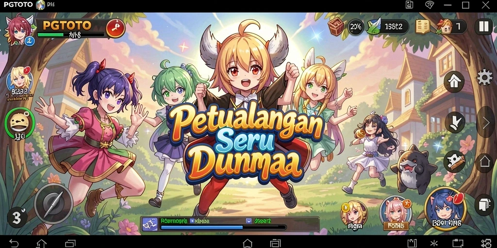 Screenshot utama PGTOTO menampilkan gameplay seru dan karakter anime.
