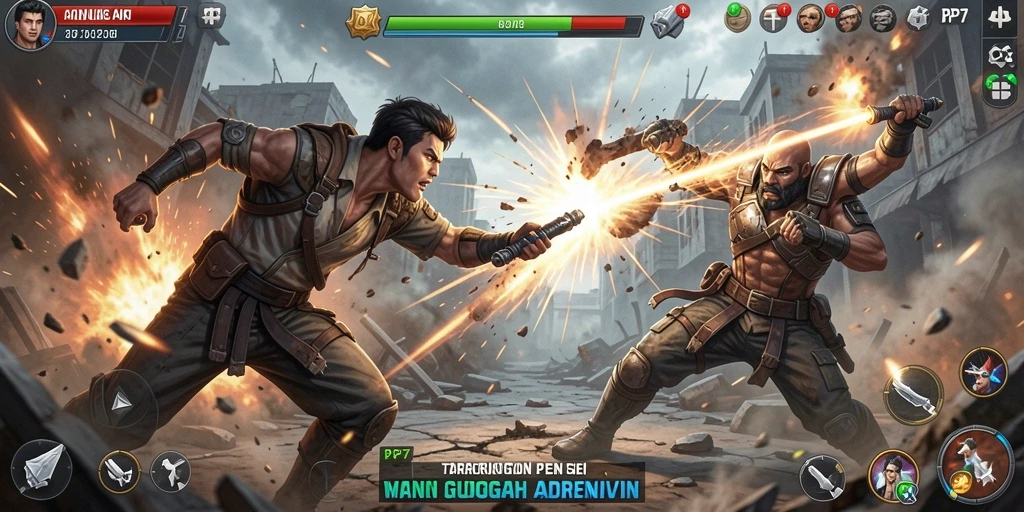 Tangkapan layar utama PP7 menampilkan gameplay aksi yang mendebarkan.