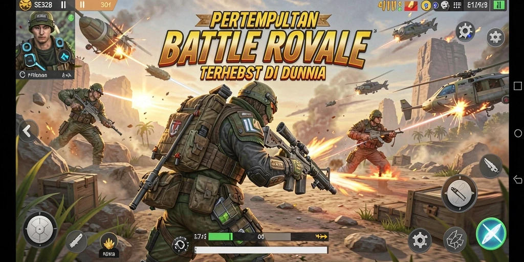 Tampilan menarik dari gameplay Battle Royale yang mendebarkan.