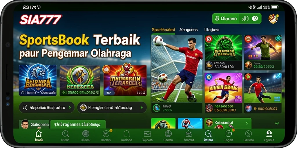 Tampilan utama SIA777 dengan fitur taruhan olahraga langsung.