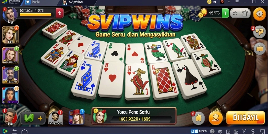 Screenshot gameplay SVIPWINS yang menampilkan momen seru permainan domino.