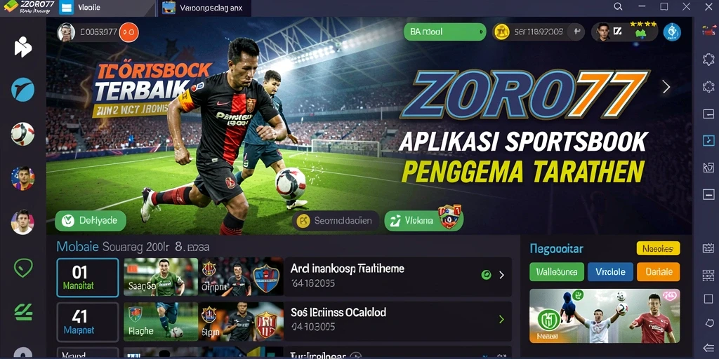 Tampilan interface ZORO77 dengan berbagai opsi taruhan olahraga.
